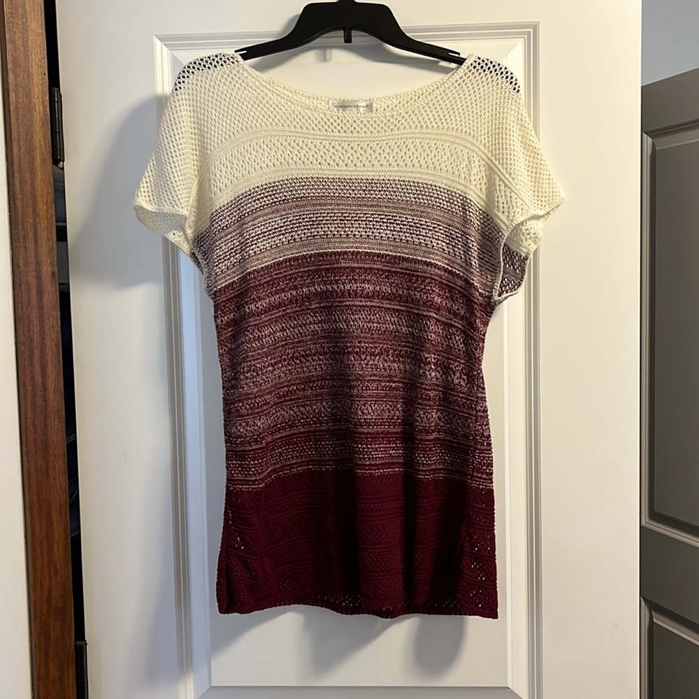 Ombré Knit Tshirt Small Tan to Maroon from Christopher and Banks